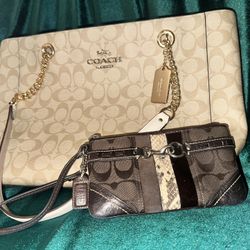 COACH Purse Tote with Coach Wallet Clutch New
