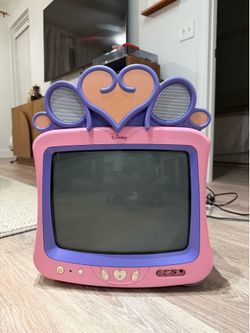 Disney DT1350-P 13 inch Analog CRT Television TV Pink Princess Working, No Remote
