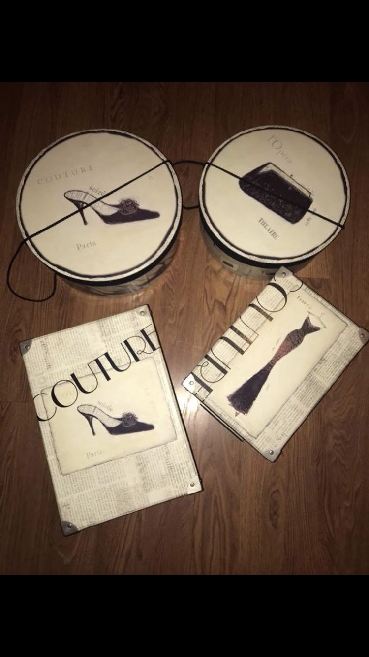 Emily Adams Tri-Coastal Design Couture Vintage Storage box Hat box glove box set of 4
