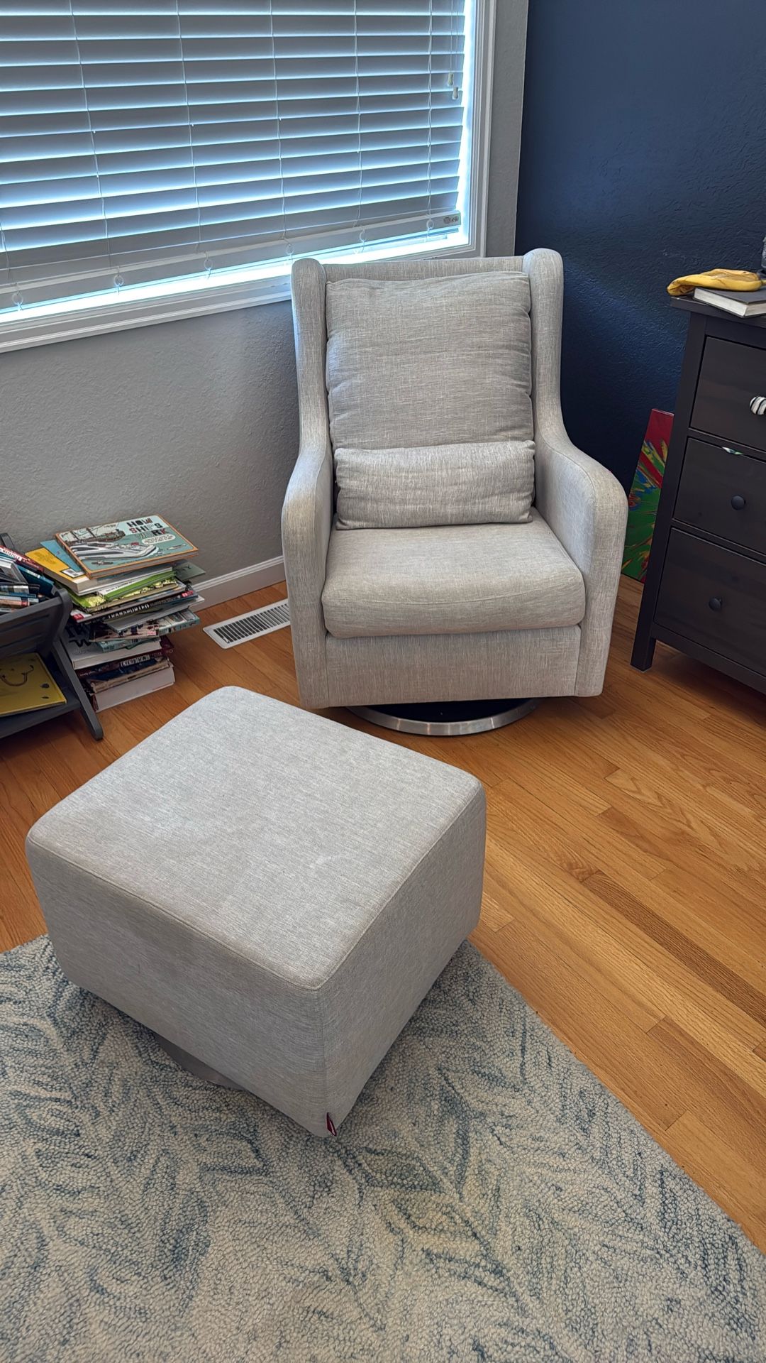 Crate & Barrel Monte Nursery Glider Chair & Ottoman