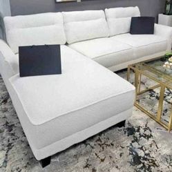 White Sofa Ivory Cpuch Firm Seating Boucle New