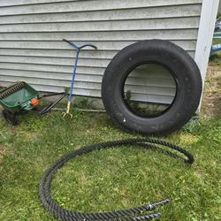 🔥18' Battle Rope + 50lb Truck Tire – HIIT Strength & Cardio Gear – Flips, Slams, Power