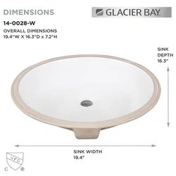 Glacier Bay -19.5 in. Undermount Oval Vitreous China Bathroom Sink in White - Open Box