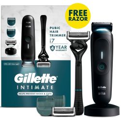 Gillette i7 Intimate Men’s Premium Pubic Hair Trimmer with Razor and Body Grooming Kit