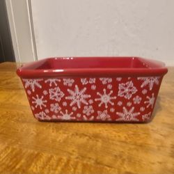 Red Baking Dish with Snowflakes