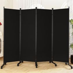 Room Divider 6FT Folding Privacy Screens with Lockable Wheels
