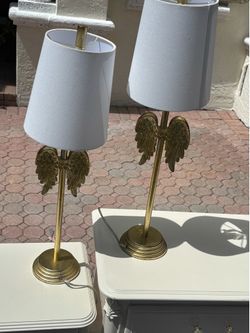 Matching pair of angel wings lamps