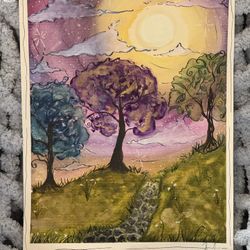 Whimsical Watercolor Forrest With Shimmer Watercolor 