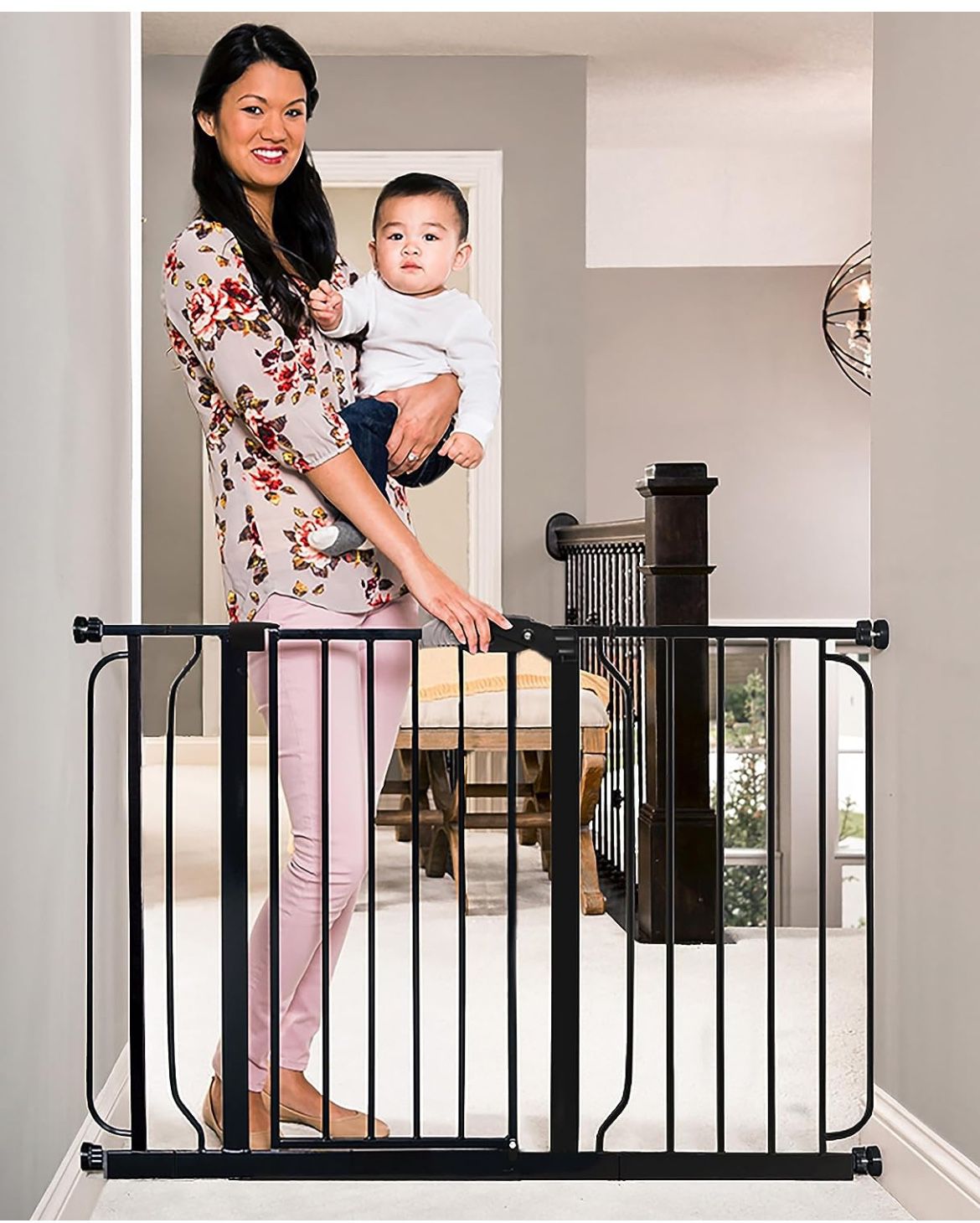 Regalo Easy Step 49-Inch Extra Wide Baby Gate, Includes 4-Inch and 12-Inch Extension Kit, 4 Pack of Pressure Mount Kit and 4 Pack of Wall Mount Kit, B