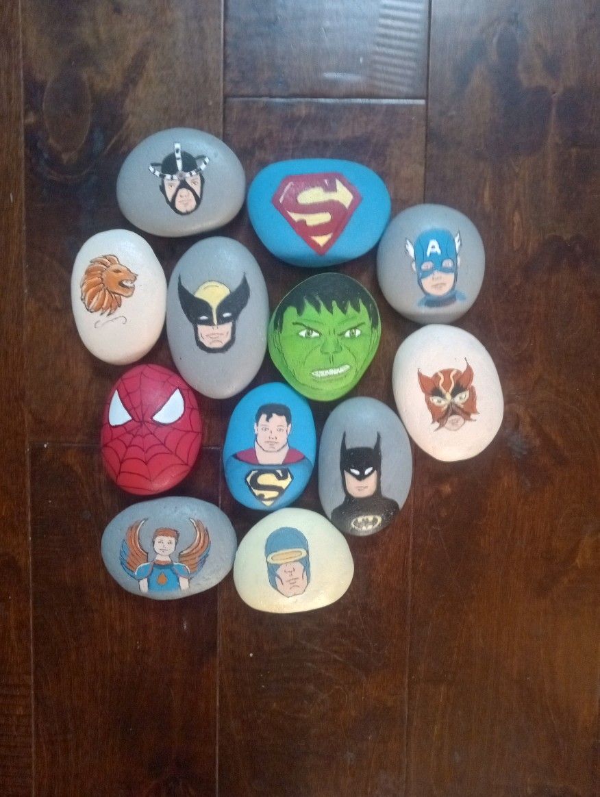 X-Men, Superheroes Painted Rocks