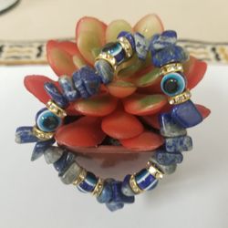 2/$20 Evil Eye  Blue Stone beaded Braclet
