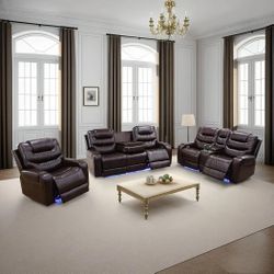 NEW LEATHER SOFA SET POWER RECLINER 