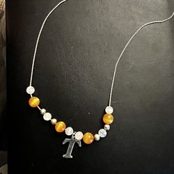 Tn Vols Sterling Silver Beaded Necklace Reduced