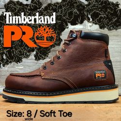 New TIMBERLAND PRO Gridworks 6 Inch Soft Toe Waterproof Moc Toe Wedge Work Boots Botas Size: 8 wide