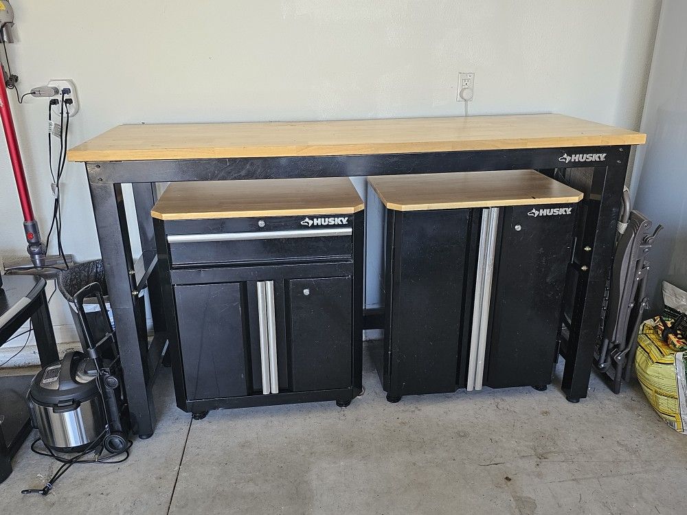 Husky 3Piece ReadytoAssemble Steel Garage Storage System in Black