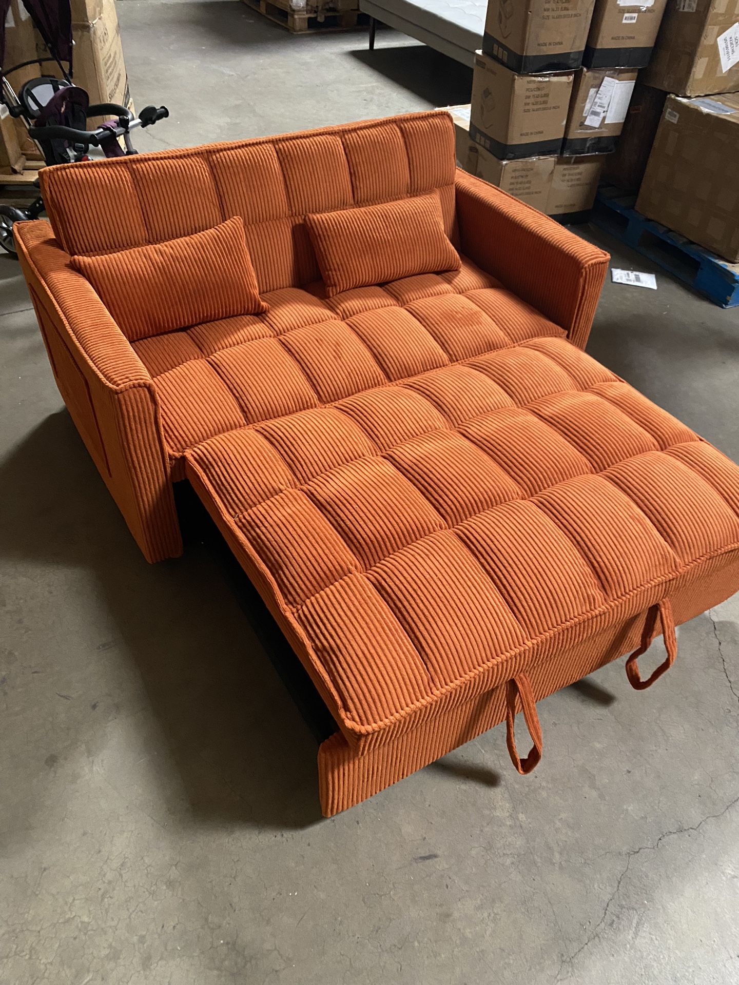 3 in 1 Convertible Sleeper Sofa Bed, Futon Couches for Living Room with Side Pocket | Adjustable Backrest| Corduroy Fabric | Pull Out Couch | Recliner