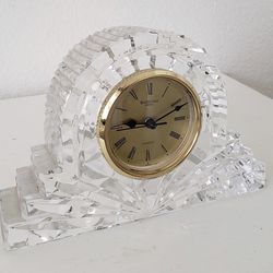 Waterford Crystal Clock Mantel Piece Ireland Quartz 5" H x 7"