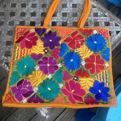 Orange Flower Tote 