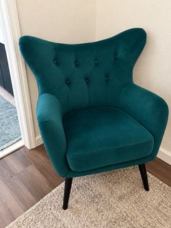 Teal Velvet Tufted Accent Chair