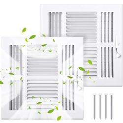 VIHOSE 2 10 x 10 inch 4-way air ventilation covers for home ceiling or wall, roof register with sealed face, steel side wall, square ventilation cover