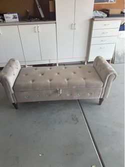 Grey Upholstered Bench