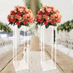 Clear Wedding Flower Stand Acrylic Vase Column Stand