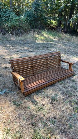 Solid Wood Porch Swing with Hanging Chains