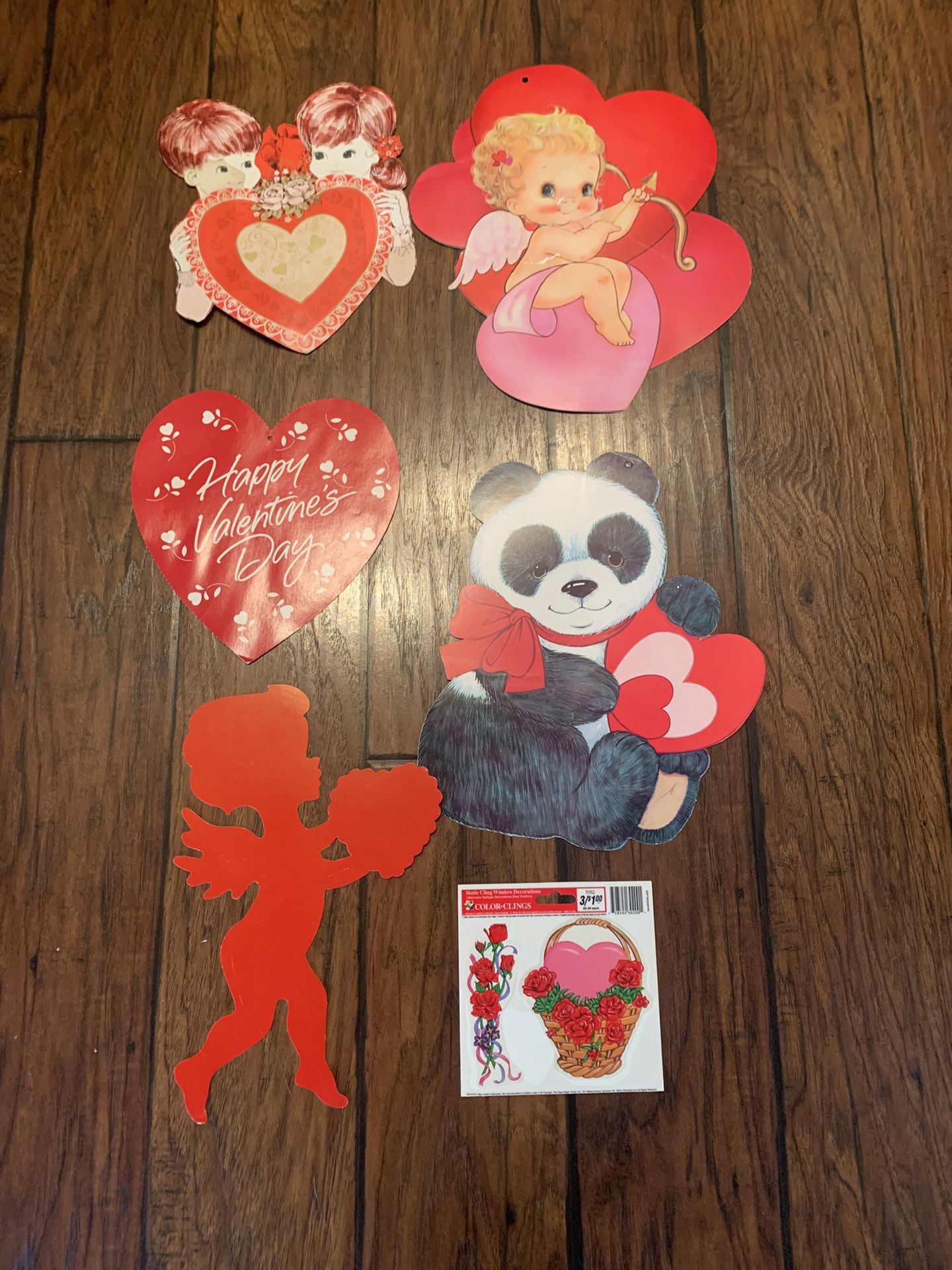 Vintage MCM Holiday Decorations Valentines Day Cut Outs 