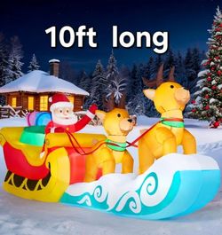 10ft Santa With Sleigh Christmas Inflatable