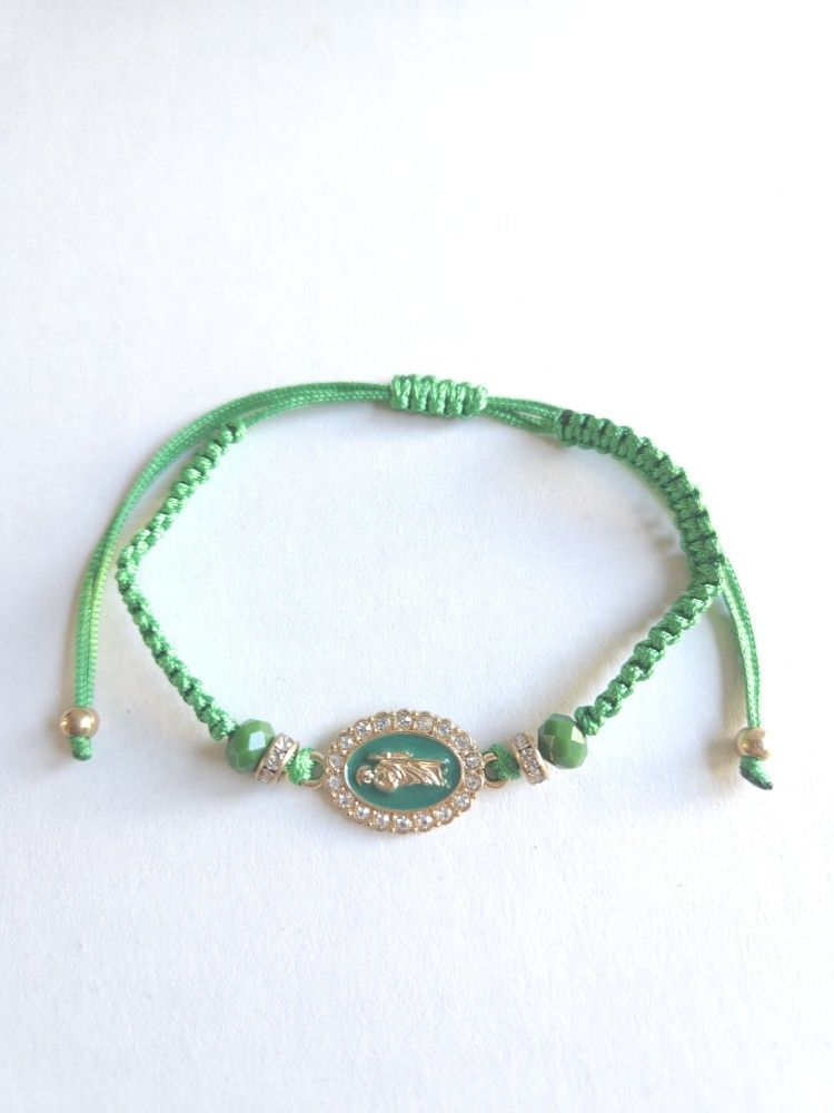 San Judas Pulsera Adjustable String Thread Green Bracelets