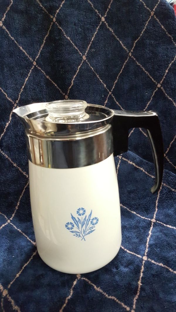 Vintage Corning Ware Blue Cornflower 6Cup Coffee Pot Percolator worth