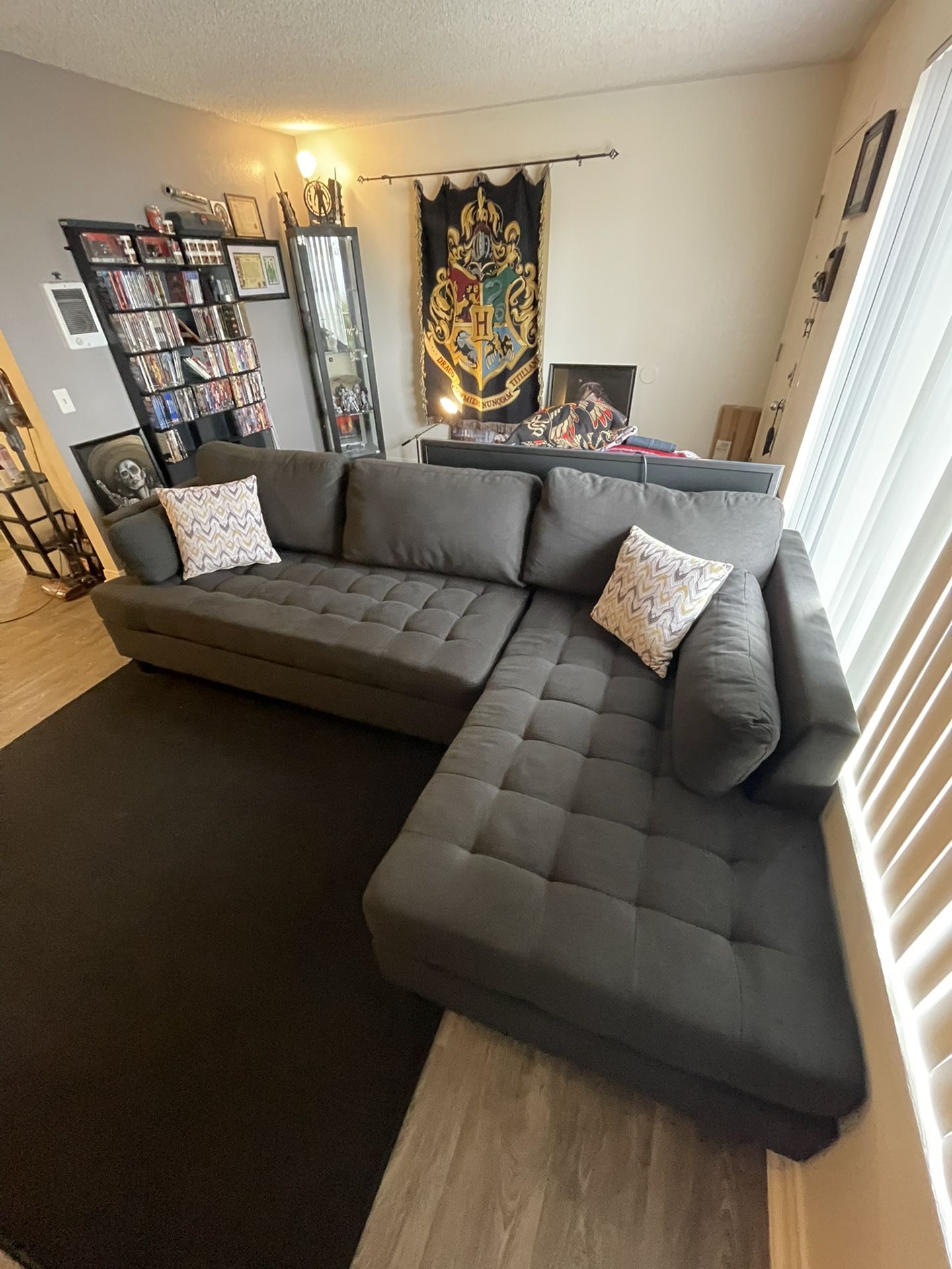 *****Brand new black L shaped couch****