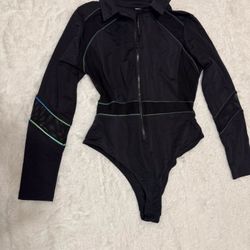 New 1xl black fishnet bodysuit stretchy goth festival rave top outfit gothic 