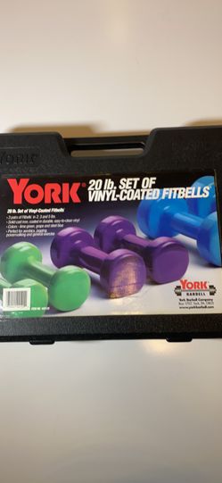 York 20 pound set of vinyl-coated fitbells