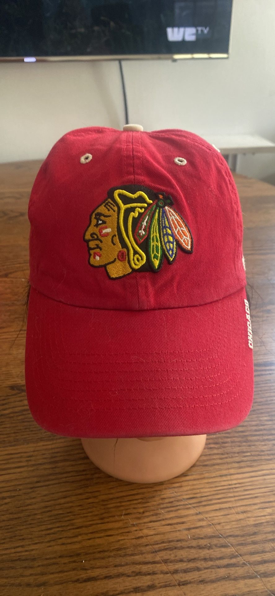 VTG NHL Chicago Blackhawks Red Fitted Ball Cap Adj 47 Brand
