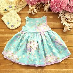 12-18MOS SLEEVELESS SKY BLUE & LAVENDER FLORAL LINEN DRESS