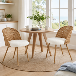 eBay Homy Casa Drava Wicker Brown Dining Chair Set of 2, Kitchen and Dining Seating Open Box