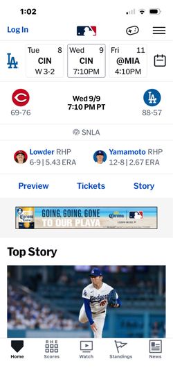 Tonight’s game Dodger ticket one only pavilion