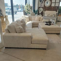 Awesome Ivory Corduroy Fabric Modular Sectional Couch Set Fast Delivery Military Discount Color Options Only $39 Down Payment 👉 PLEASE ASK FOR JON GR