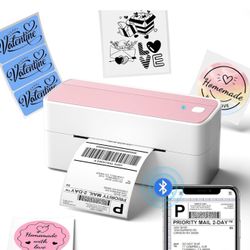 Phomemo Bluetooth Thermal Label Printer, 241BT 4X6 Wireless Shipping Label Printer for Small Business, Pink Label Printer for Shipping Package, Compat