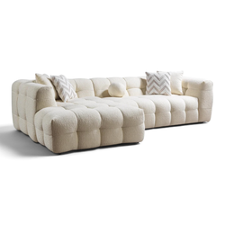 Ivory Boucle Sectional — Elegant, Tufted & Super Comfortable