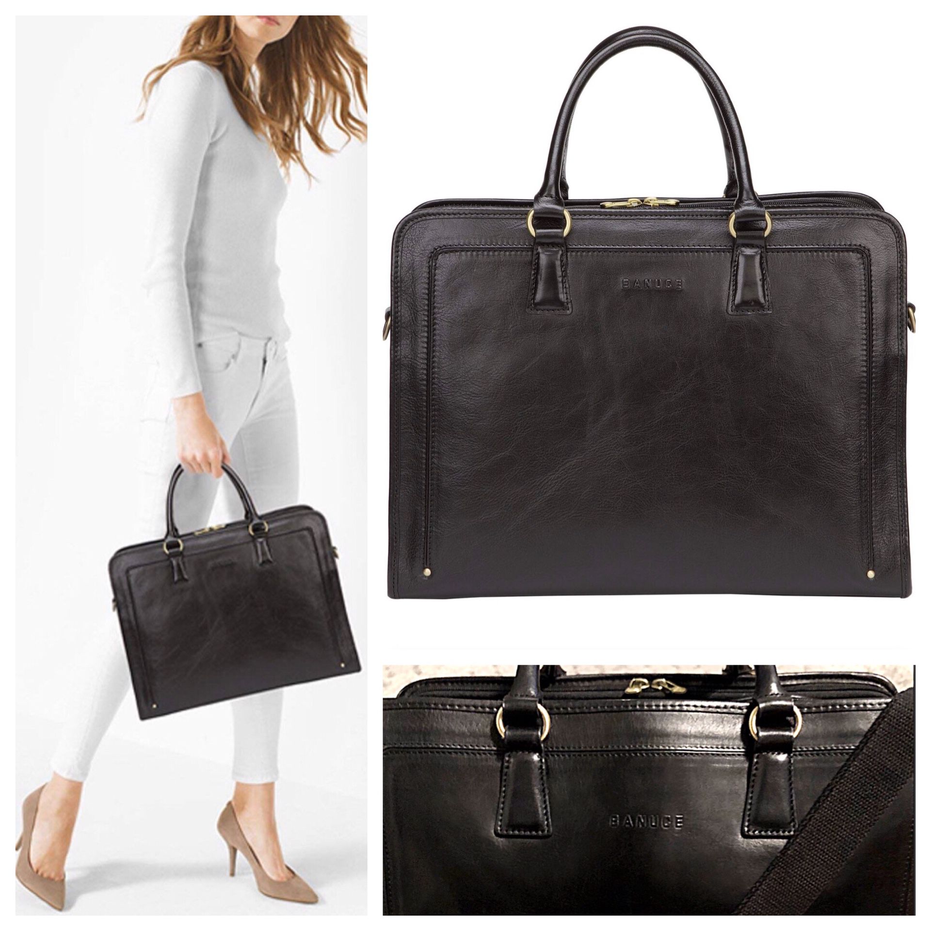 Women’s Banuce briefcase paid $325 laptop bag. Excellent condition! Italian leather handbag, 15in laptop/Messenger Satchel bag purse. Currently sold