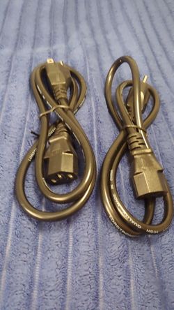 Pair 3 Prong AC Power Cord speaker dj light standard Electrical Cable Universal