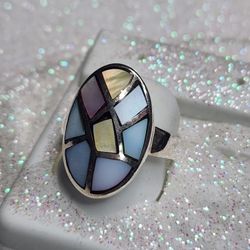 Multi Color Australian Opal Triplet Rhodium Over Sterling Silver Ring
Hot item!