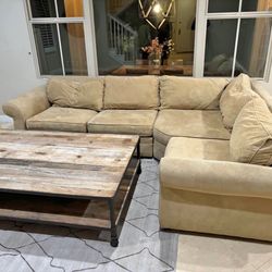 Pottery Barn Pearce roll arm sectional oat performance fabric