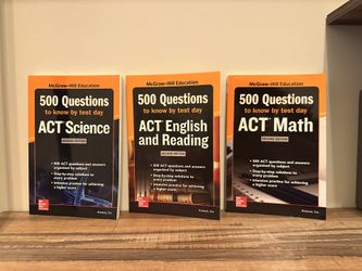 Set of 3 McGraw-Hill Education “500 Questions to Know by Test Day” – ACT Prep (Second Editions)