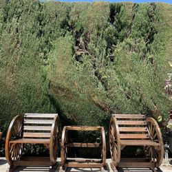 Rustic Country Wagon Wheel Chairs and table