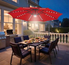 10ft Solar Cantilever Umbrella w/ 40 LED Lights - Open Box, Minor Scrat​​​​​​​​​​​​​​​​​​​​​​​​​​​​​​​​​​​​​​​​​​​​​​​​​​