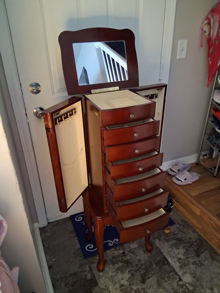 Tall Jewelry Cabinet Wooden Jewelry Armoire