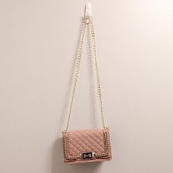 Guess Quilted Handbag, Chain Strap (Adjustable), Blush Pink / Gold